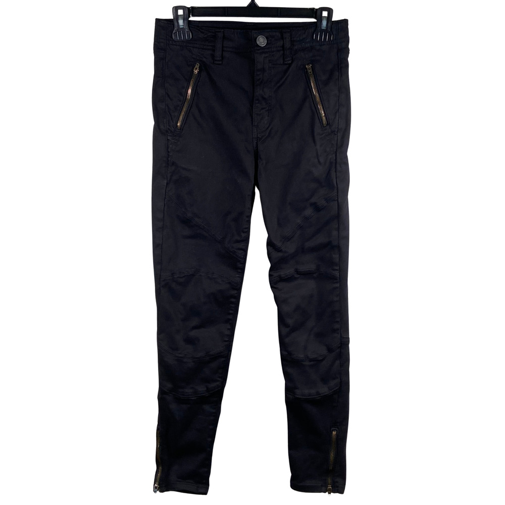 American Eagle Pants Womens 4 Black Hi-Rise Jegging Super Stretch Zipper Moto